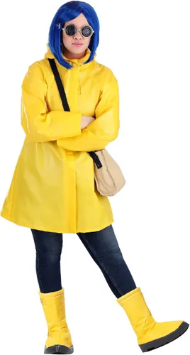 Vista 5 de Disfraz de Coraline para adultos, chaqueta de lluvia Coraline para mujer