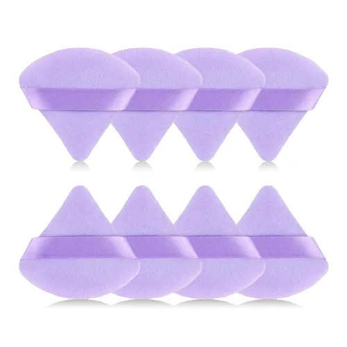 Vista 7 de 8 piezas de esponjas triangulares para polvo de maquillaje, hechas de terciopelo súper suave, diseñadas para contornear, ojos y esquinas, contenedor