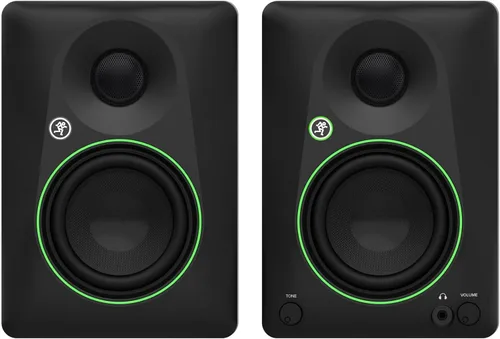 Vista 4 de Audiosavings Bundle: Par de monitores de estudio alimentados Mackie CR4.5BT con control de tono/paquete Bluetooth con micrófono condensador