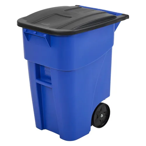 Vista 24 de Rubbermaid Commercial Products - Papelera con ruedas para reciclaje Fg9W2773Blue Brute Rollout