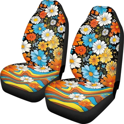 Vista 27 de UNICEU Juego de 2 fundas de cojín para asiento de automóvil, diseño de calavera gótica negra, lavable, accesorios interiores antideslizantes