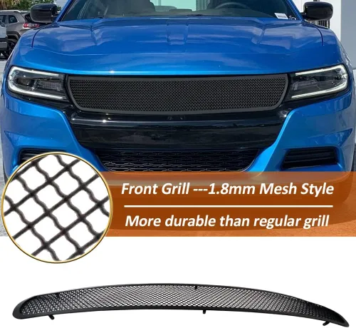 Vista 9 de Rejilla frontal superior negra de malla inoxidable para rejilla de rejilla de inserción de estilo se adapta a Dodge Charger SXT/SE