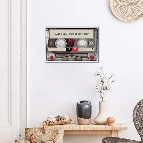 Vista 3 de Pause If You Must but Don't Stop Positive Quotes Posters and Prints - Lienzo inspirador, arte de pared, cinta retro para amantes de la música