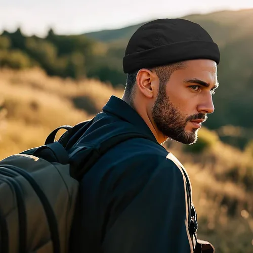 Vista 5 de Croogo Brimless Docker - Gorro unisex enrollado con puños enrollados, gorro de algodón sin visera, gorro de algodón para propietario, gorra casual
