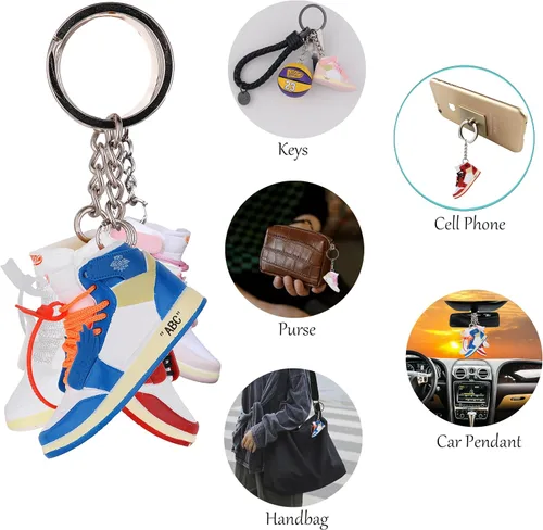 Vista 7 de MPK Mini llavero de tenis Llavero de baloncesto 3D, accesorios para hombres, mujeres y niños, regalos de graduación, regalos inspiradores