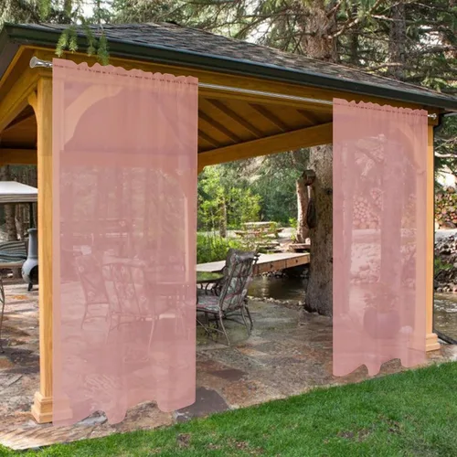 Vista 17 de SpaceDresser - Cortinas transparentes impermeables para exterior para patio - 2 paneles con bolsillo para barra, cortinas de gasa transparentes