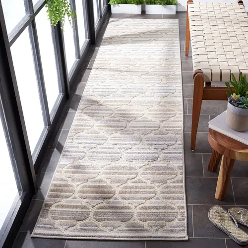 Vista 21 de SAFAVIEH Alfombra lavable para exteriores, colección Cabaña, 2'2" x 5', azul y gris, no desprende pelusa y fácil de limpiar, entrada puerta