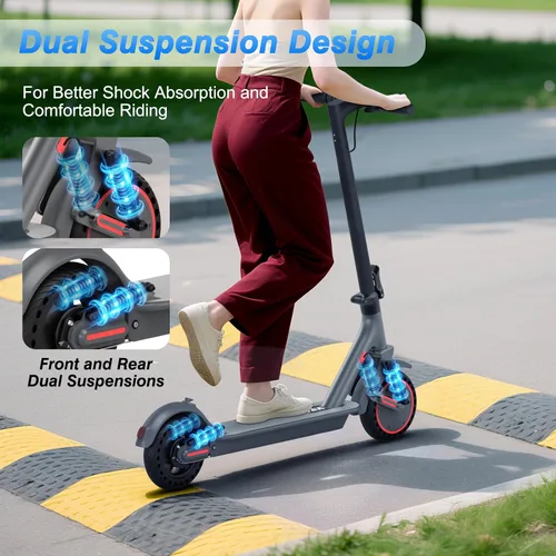 Vista 2 de KEQ Electric Scooter Adults with Dual Suspension 10" Solid Tires Max 22Mph 500W Motor 30 Miles Range Dual Braking System Portable & Foldable E Negro