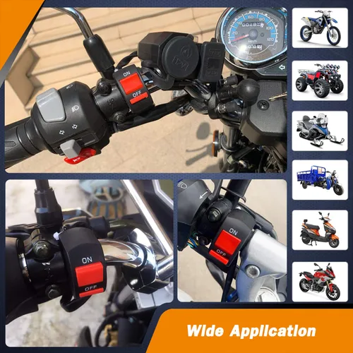Vista 5 de Interruptor de Manillar de Motocicleta con Botón de Pulsación de Activación/Desactivación y Palanca para Motocicletas U5 U7 U2, Moto Scooter