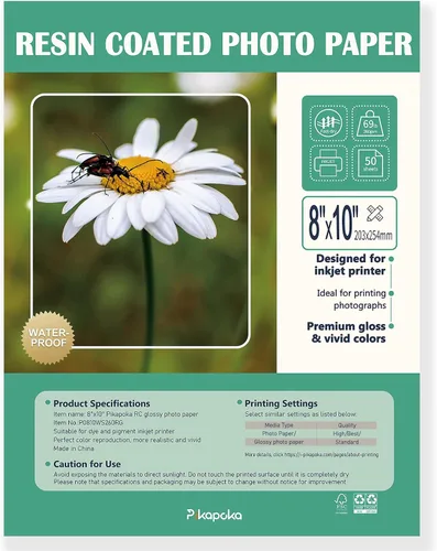 Vista 8 de Papel fotográfico RC brillante ultra premium, papel fotográfico profesional y pesado recubierto de resina metálica, impresora de inyección de tinta