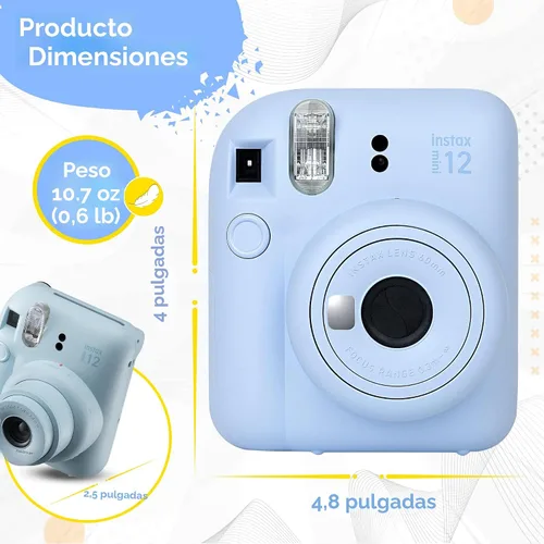 Vista 8 de Fujifilm Instax Mini 12 - Cámara instantánea y película Fuji (60 hojas) (azul pastel)