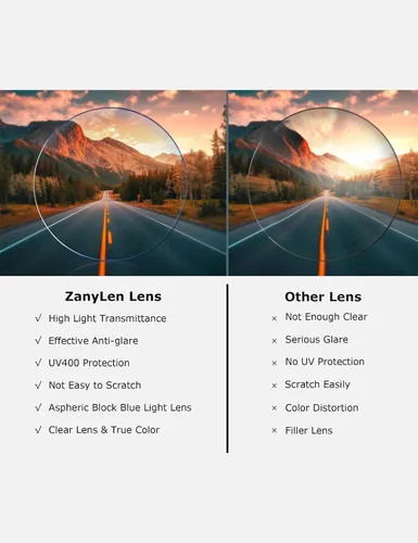Vista 7 de ZanyLen Blue Light Glasses Men Rectangle Large Browline Computer Gaming Glasses