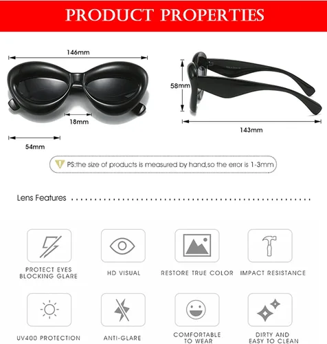Vista 7 de EYLRIM Fashion Inflatable Cat Eye Sunglasses for Women Cute Funny Sexy Lip Designer Bubble Sun Glasses