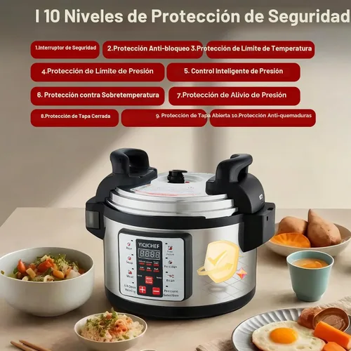 Vista 6 de Olla a presión eléctrica grande comercial de 15.8 cuartos de galón, olla a presión multifuncional 8 en 1 con olla interior antiadherente, olla