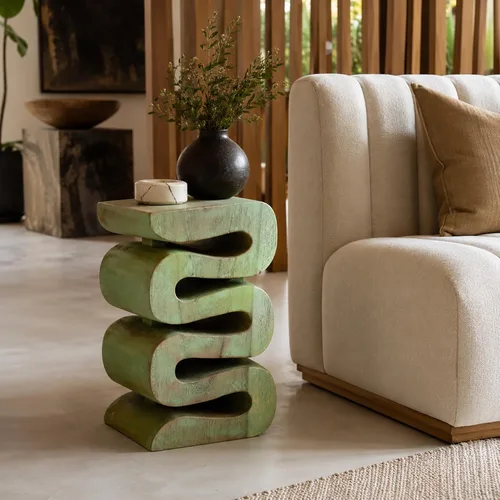 Vista 4 de Aspen Wood - Mesa auxiliar única de madera Saur de mediados de siglo lavado verde
