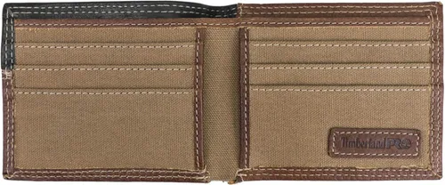 Vista 2 de Timberland PRO Billetera plegable RFID de cuero delgado para hombre con ventana trasera de identificación