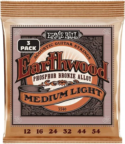 Vista 21 de Ernie Ball Earthwood P03543 - Cuerdas para guitarra acústica personalizadas de bronce fosforoso medio, paquete de 3, calibre 12.5-56