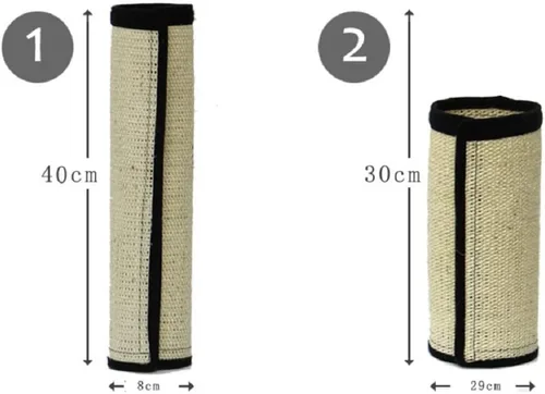 Vista 2 de Tapete rascador de sisal natural para gatos, paquete de 2 alfombrillas de sisal fino rascador con protección de velcro para muebles, sofá, silla