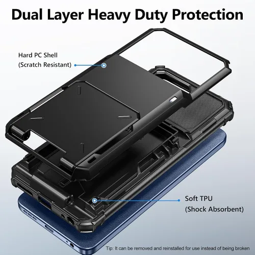 Vista 3 de Vofolen Funda tipo cartera para Moto G Play 2025 con tarjetero de doble capa, resistente, a prueba de golpes, protección contra caídas, tapa oculta