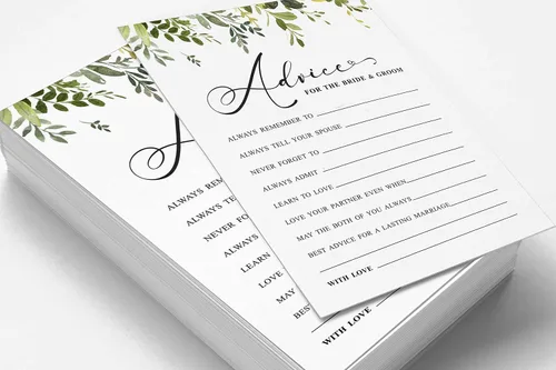 Vista 3 de Paquete de 50 tarjetas de consejos de vegetación, consejos y deseos para la novia y el novio, actividades de juego de boda Mr y Mrs de 5 x 7 pulgadas