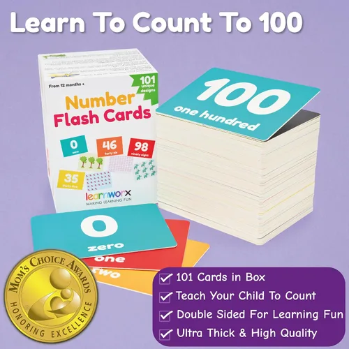 Vista 2 de Tarjetas flash de números para niños pequeños Premiadas - Tarjetas flash de matemáticas para niños pequeños Aprende a contar tarjetas numéricas