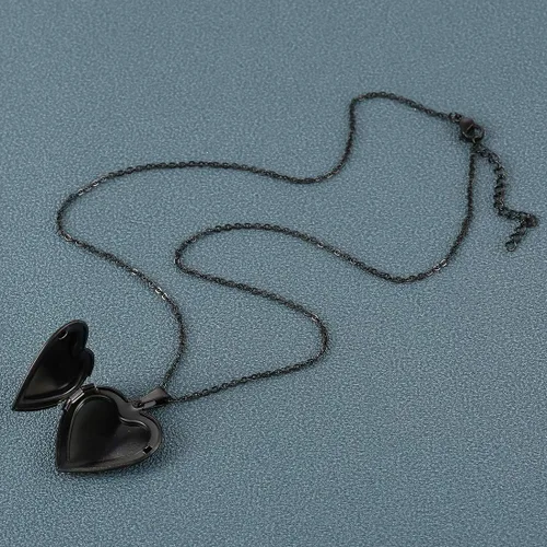 Vista 2 de Jude Jewelers Collar con colgante de acero inoxidable en forma de corazón estilo medallón para fiesta boda promesa aniversario Metal Circonia cúbica