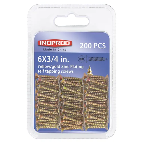 Vista 14 de Tornillos para madera #10 × 3/4", cabeza plana Phillips avellanada, acero con revestimiento de zinc amarillo, tornillos autorroscantes de alta