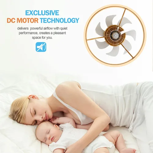 Vista 6 de Ventiladores de techo dorados de 20 pulgadas con luces para dormitorio Oro