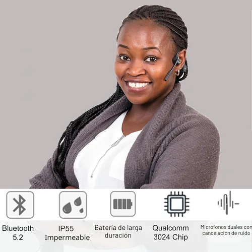 Vista 3 de Auriculares de conducción ósea con micrófono Bluetooth 5.2 Auriculares abiertos con micrófono Boom Auriculares inalámbricos Auriculares impermeables