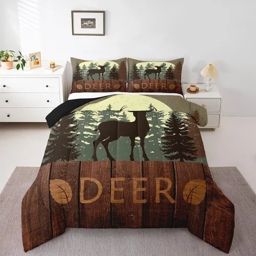 Vista 13 de Castle Fairy Cute Giraffe Bedding Set Twin Size 2 Pcs,Lodge Cabin Jungle Rustic Style Comforter Set for Kids Teens Adults,Wild Animal Pine Trees