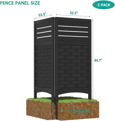 Vista 2 de KINYING Pantalla de Privacidad para Cerca de Aire Acondicionado, 2 Paneles Pantalla de Cerramiento para Equipo de Piscina Contenedor de Basura