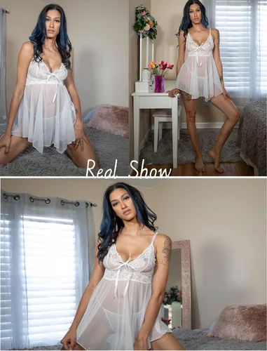 Vista 4 de Avidlove Lencería para mujer, babydoll de encaje, camisón de malla, camisón de noche, lencería seductora