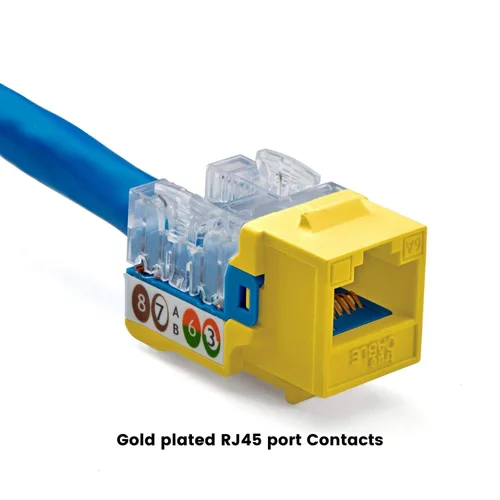 Vista 65 de TRUE CABLE Conector Keystone Cat5e, sin blindaje (UTP), perforado de 90 grados, PoE++ (4PPoE) 100W, certificación UL, verificado ETL, certificado