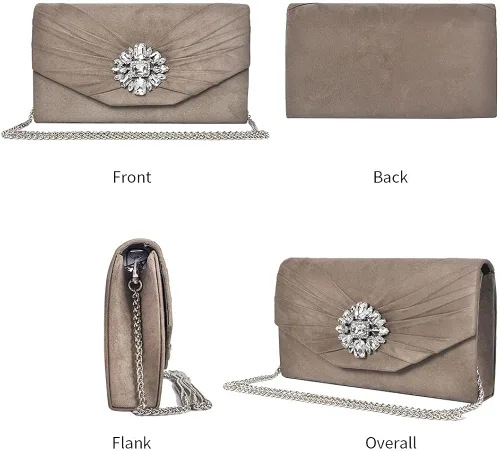 Vista 6 de ANKESON Bolsos de mano para mujer de terciopelo plisados de noche sobre de hombro bolsos de noche