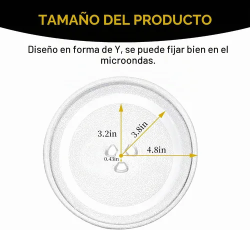 Vista 2 de Plato giratorio de vidrio para microondas de 9.6", Plato de microondas de 24.4cm, Plato de vidrio de repuesto para bandeja, Plato de vidrio