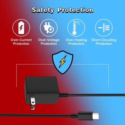 Vista 6 de Cargador USB-C de 39 W compatible con Nintendo Switch, OLED, Lite, Dock, compatible con Switch 2 y Pro Controller 15V2.6A compatible con modo TV
