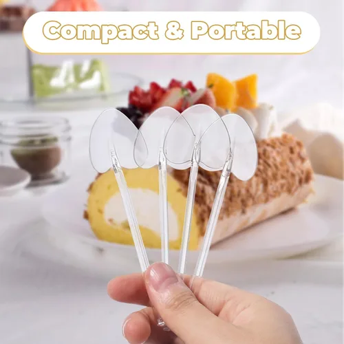 Vista 4 de VEIREN 100 cucharas de plástico desechables en forma de corazón envueltas individualmente, degustación de muestras para servir postre para pasteles
