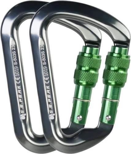 Vista 17 de SEPEAK UIAA - Mosquetón de escalada con bloqueo de 30 kN, clip profesional para puerta de tornillo resistente para escalada al aire libre