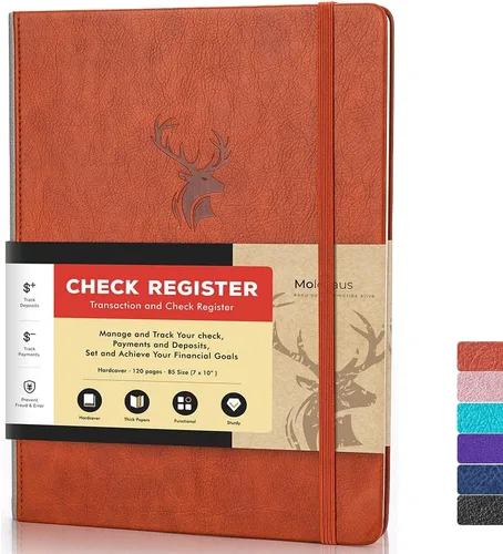 Vista 12 de Libro de Registro de Cheques Molekaus para Libreta de Cheques Personal o Empresarial, Registros de Tamaño Grande de Tapa Dura para Rastrear Pagos