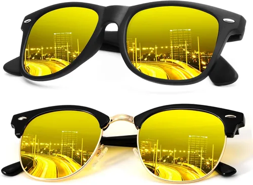Vista 30 de KALIYADI Gafas de sol polarizadas para hombres y mujeres, marco semi sin montura, para conducir con bloqueo UV A01-(1 Pack) Tortuga Mate G15
