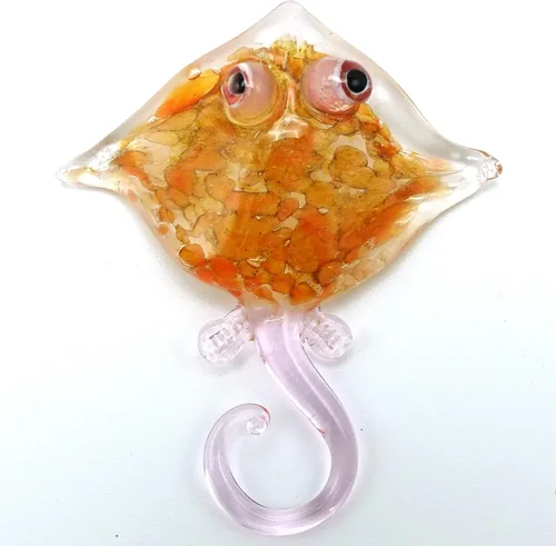 Vista 7 de Manta Ray - Figura de cristal hecha a mano – Pequeño animal de vidrio soplado – Escultura coleccionable en miniatura – Regalo único de decoración