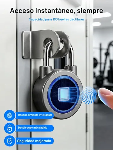 Vista 4 de Candado de huellas dactilares, bloqueo Bluetooth, aplicación móvil, candado inteligente con biometría sin llave, resistente al agua, adecuado