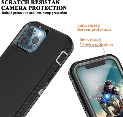Vista 4 de YmhxcY Funda para iPhone 11 Pro Max, a prueba de golpes, a prueba de caídas, a prueba de polvo, 3 capas, duradera, funda de teléfono de protección