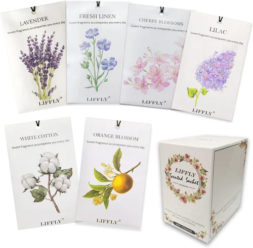 Vista 9 de Paquete de 14 bolsas perfumadas para cajones y armarios, caja de regalo de 14 aromas