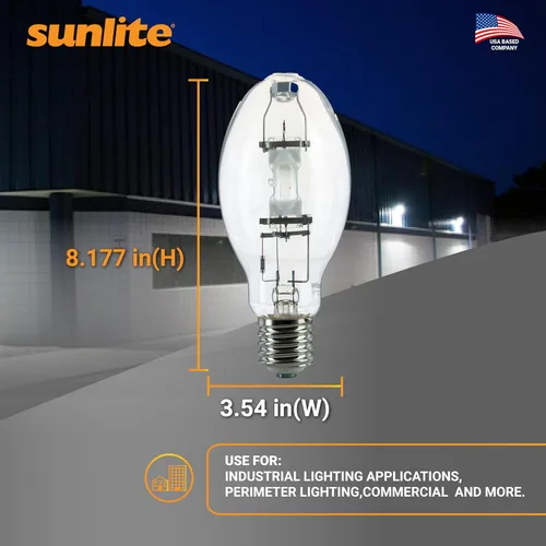 Vista 3 de Sunlite 03656 MH175/U/MOG M57 Lámpara de halogenuros metálicos, 175 vatios, base Mogul (E39), ED28, vida útil de 10,000 horas, 14000 lúmenes