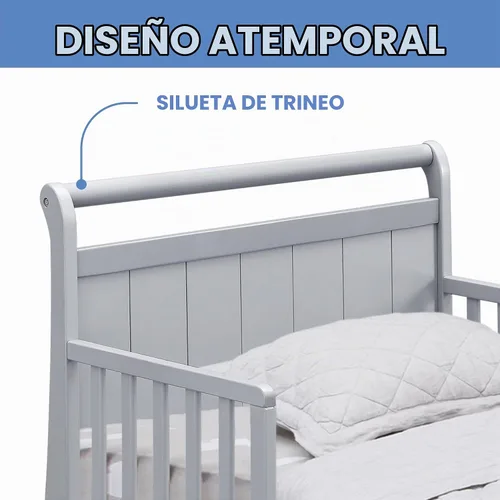Vista 7 de Delta Children - Cama de madera estilo carruaje para niños pequeños, color gris
