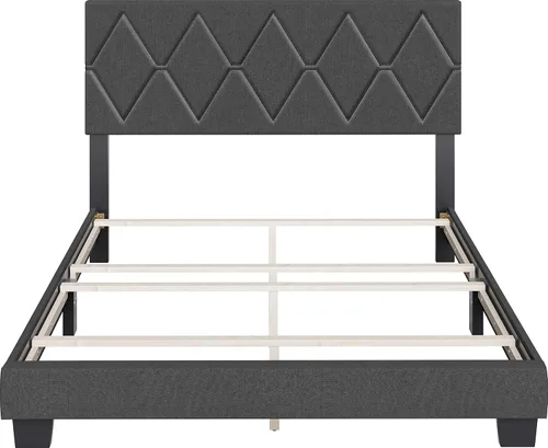 Vista 7 de Boyd Sleep Cama tapizada de lino negro con cabecera ajustable, tamaño individual, con base o somier calificado para su uso