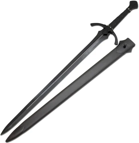 Vista 2 de Espada negra 42 pulgadas en general hecha a mano forjada a mano 1065 acero de alto carbono espiga completa