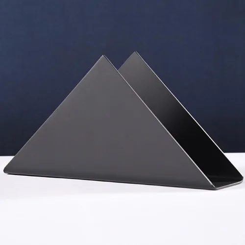 Vista 4 de Servilletero triangular de acero inoxidable – Moderno soporte de toalla de papel de metal para restaurantes cepillado 430 acero inoxidable