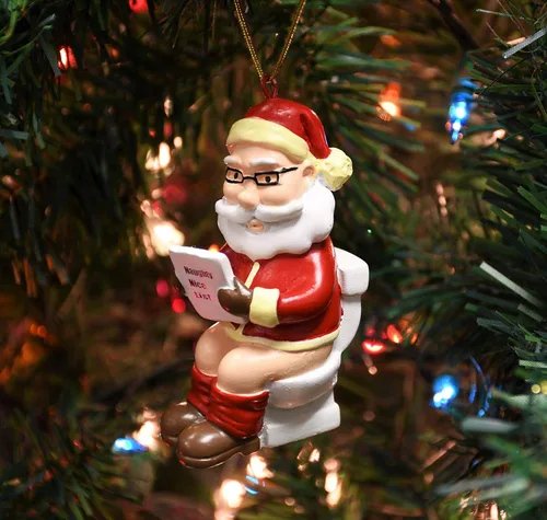 Vista 8 de Tree Buddees Adornos de Navidad inapropiados de Papá Noel en el trono